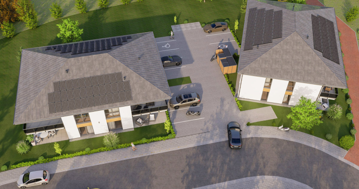 Exklusive-Eigentumswohnungen-in-Toenning-an-der-Nordsee-Eingangsansicht_Luftansicht-Haus-A-und-B