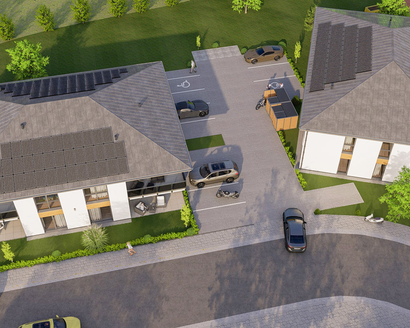 Exklusive-Eigentumswohnungen-in-Toenning-an-der-Nordsee-Eingangsansicht_Luftansicht-Haus-A-und-B